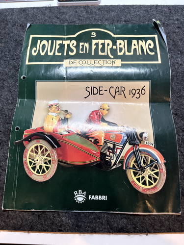 VINTAGE JOUETS EN FER-BLANE CLOCKWORK TUT-TUT MOTORCYCLE & SIDE-CAR VGC - Picture 9 of 11
