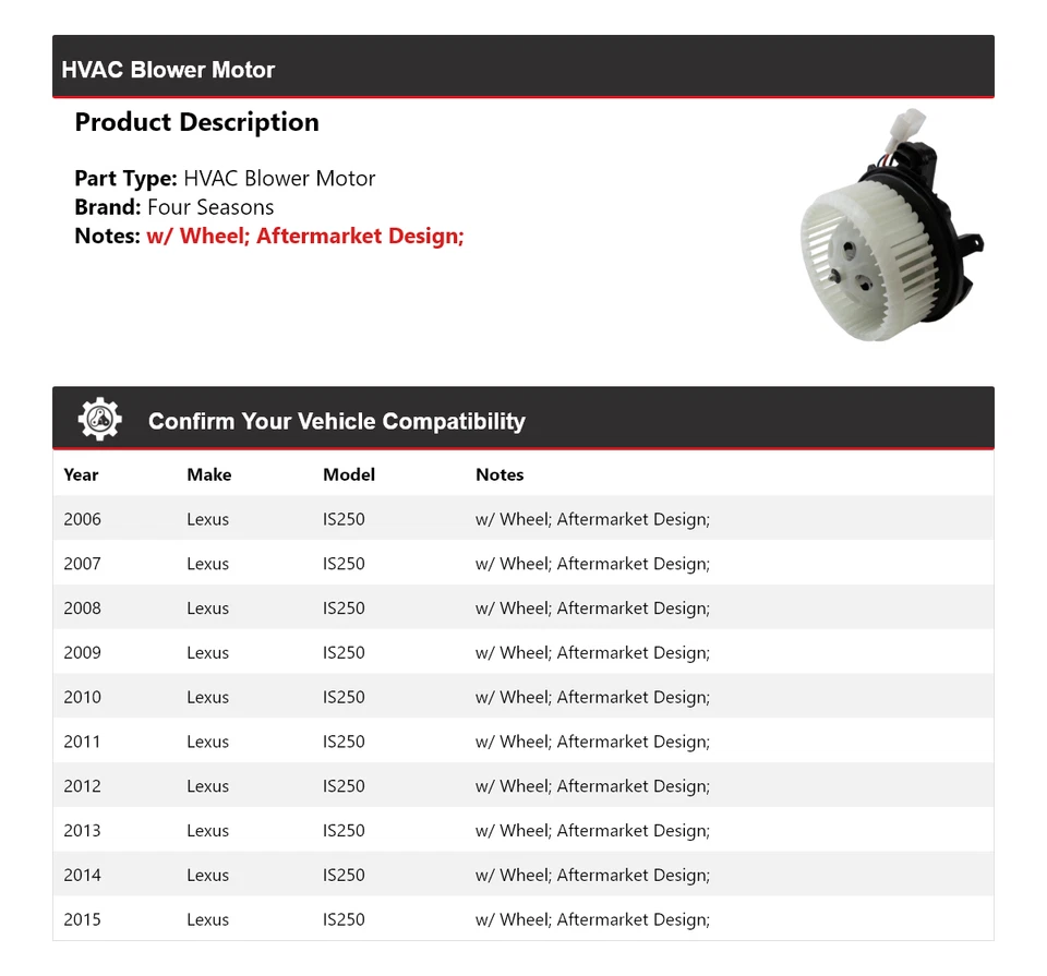 Motor soplador de climatización para Lexus IS250 2006-2015 4 estaciones 2007 2008 2009 2010 2011 Foto 2 de 4