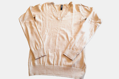 netter Pulli V-Ausschnitt Farbe beige Pullover Gr: S (auch 34 oder 36)