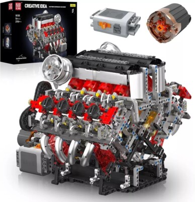 2718 Pcs Visible V8 Internal Combustion Ohc Engine Motor Working Model DIY Kit