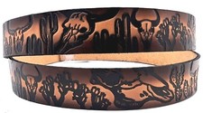 CATTLE SKULL WESTERN RODEO EMBOSSED GENUINE COWHIDE LEATHER BELT USA MADE