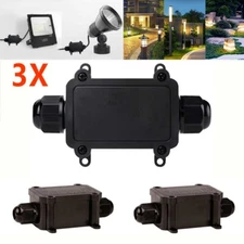 3x Outdoor IP68 Waterproof Junction Box 2-Way 6-11mm Wire Range Cable Connector