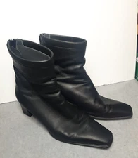 Stuart Weitzman Black Leather Zip-Up Ankle Boot Sz. 8 Made in Spain 