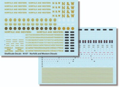 HO107 Norfolk & Western N&W Diesel Decals – ShellScale, HO Scale (1:87), Multicolor