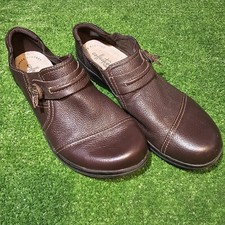 CLARKS CHEYN MADI BROWN LEATHER LOAFERS SLIP ON WORK DRESS SHOES WOMENS SZ 7.5 M