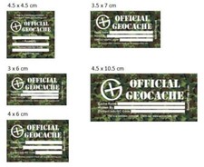 Geocaching Geocache Container Label Vinyl Waterproof - Camo - Various Sizes
