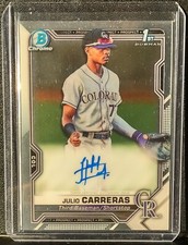 2020 1st Bowman Chrome Prospect Julio Carreras Auto #CPA-JCA Colorado Rockies
