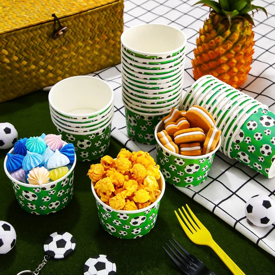 50 Piezas 9 OZ Deporte Fiesta Papel Snack Helado Tazas Desechables Postre Cuencos Snac Foto 2 de 4