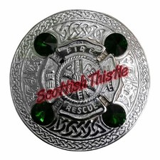 Men's US Firefighter Fly Plaid Brooch Green Stone/Scottish Kilt Fly Plaid Brooch