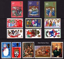 1966 - 1970 Christmas Pack, 5 Different Complete Sets (14 Stamps) Unmounted Mint