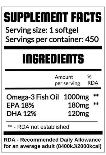 Aceite de pescado omega-3 QRP Nutrition 1000 mg 450 cápsulas blandas - Imagen 2 de 2