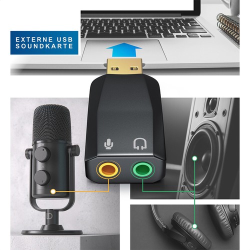 1PC USB 5.1 Sound Card Audio Adapter for Desktop Laptop Notebook Computer New - Picture 3 of 6