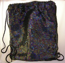 Sequined BACKPACK/PURSE-Black Multi Tones Made in India-Great For The Holidays