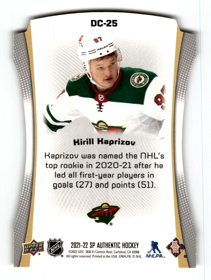 2021-22 SP Authentic Die Cuts Kirill Kaprizov #DC-25 - Image 2 of 2