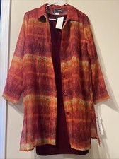 American VINTAGE L.L. Martin Size 10  80s Burgandy Dress With Overlay Kimona