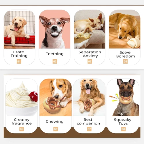 NEU Hunde Kau Donut Spielzeug für aggressive Kauartikel, unverwüstlich robust quietschend - Bild 6 von 15