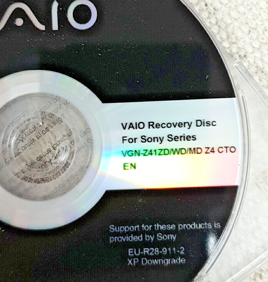 Sony Vaio Recovery Disk for Sony VGN-Z41ZD/WD/MD Z4 CTO Genuine