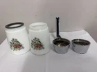 Dripcut Vintage Dispensers Inc. Stamp 930 Syrup / Creamer And Sugar Milk Glass