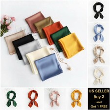 Solid Color Women 28" x 28" Square Silk Large Scarf Wrap Shawl Stole Scarves