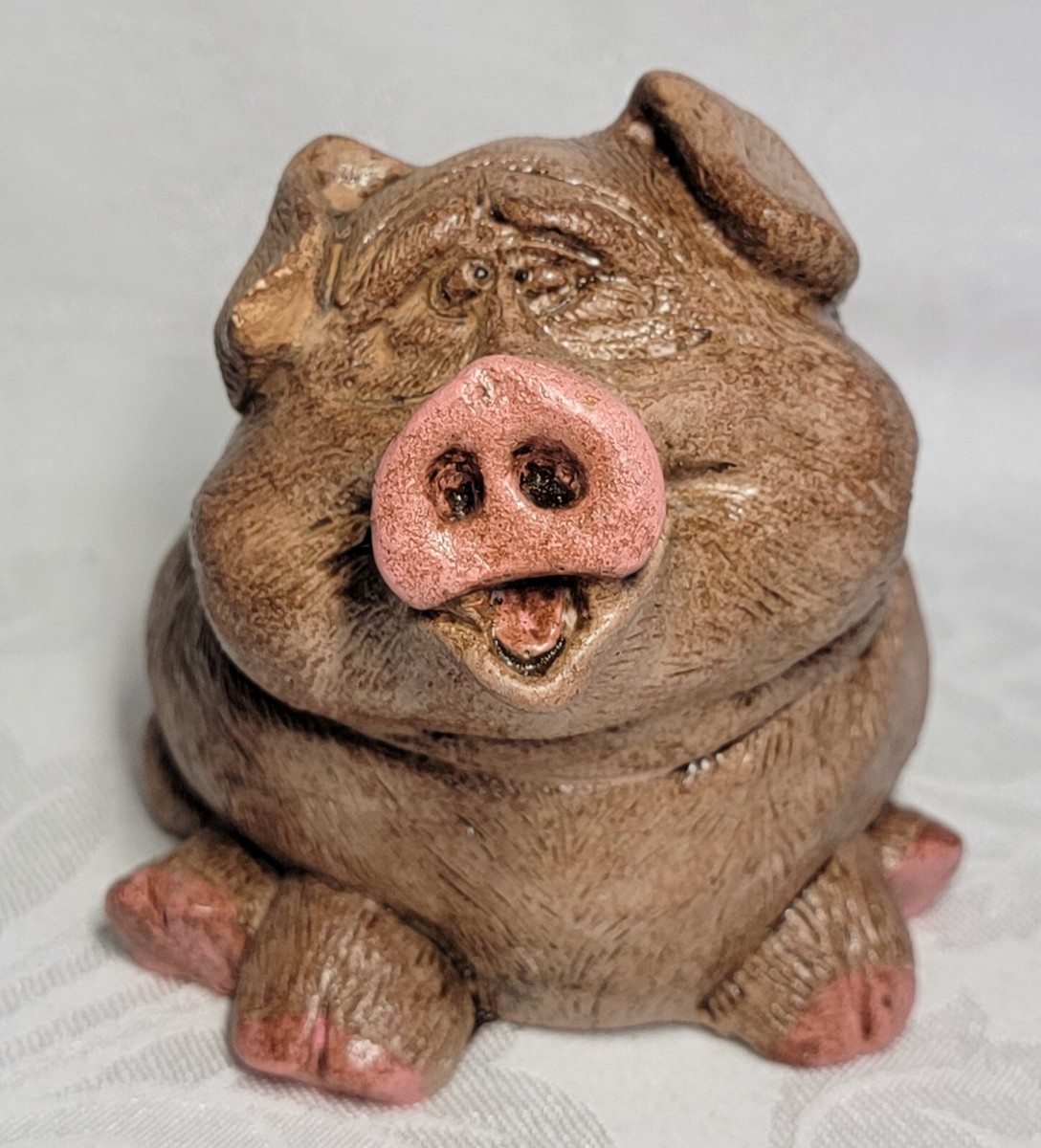 Pig ☆ Vintage 1980 Accents Unlimited Hairy Goofy Pig Figurine Resin 4.5