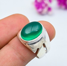 Natural Green Chalcedony Gemstone 925 Sterling Silver Ring Handmade Jewelry Ring