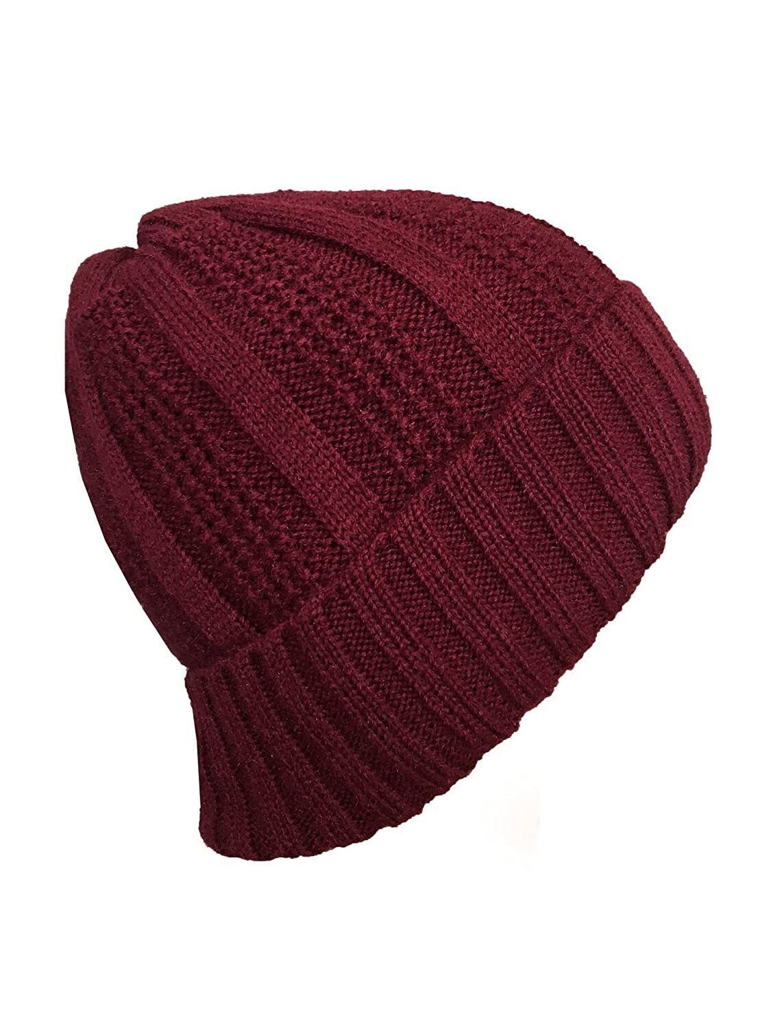 Maroon Woolen Skull Cap Unisex Free Size Winter Y721