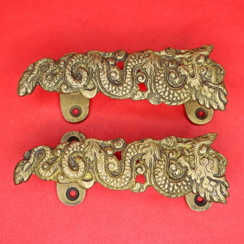 Dragon Shape Handcrafted Brass Victorian Repro Window Cupboard Door