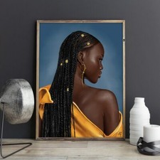 African Art Black Girl Woman Canvas Painting Canvas Wall Art Home Decor Pictures