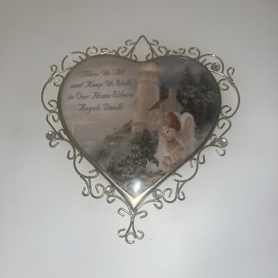 Bless Us All painted glass HEART Sun Catcher 8''. DWK