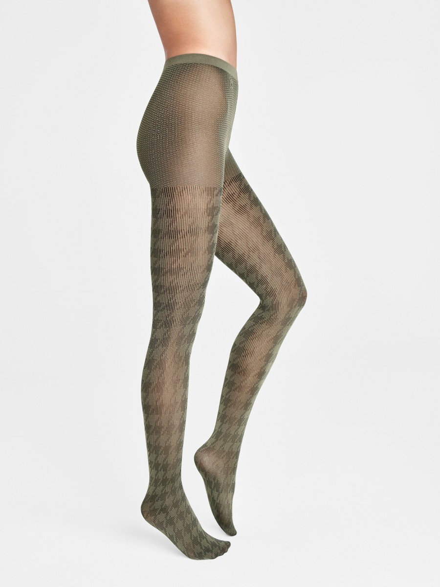 Lot De 4 Collants Noirs & Marron Pied-de-poule - Taille 42-44, Très Transparents, Neufs