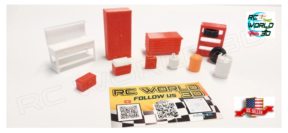 1:32 SCALE ACCESSORIES GARAGE SET 3D Printed Realistic Dec for Diorama*Model*RC - Image 2 of 4