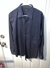 Banana Republic Shirt Mens Large 16-16 1/2 Black Blue Striped Slim Fit