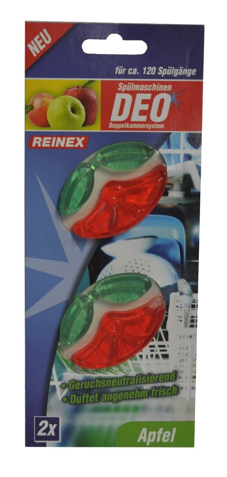 Reinex Spülmaschinen Duft Geschirrspüler-Deo Apfel, Doppelkammer, 2 Stück