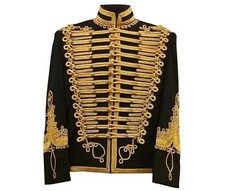 Black Military Uniform Napoleonic Tunic Pelisse Jimi Hendrix Hussar Jacket
