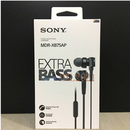 SONY MDR-XB75AP Bass Booster In-Ear Headphones with In-Line Mic Black - Zdjęcie 2 z 7
