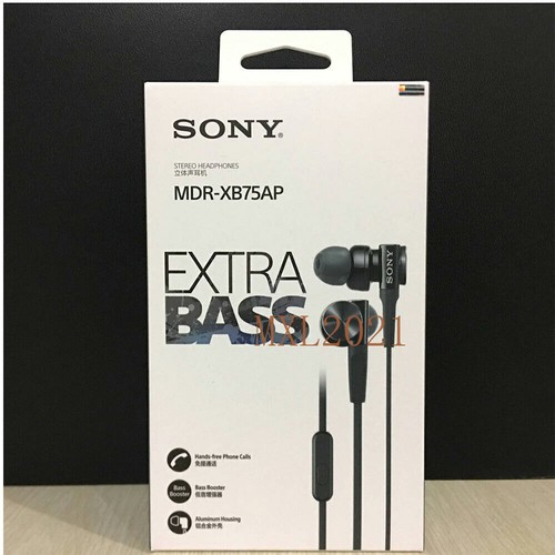 SONY MDR-XB75AP Bass Booster In-Ear Headphones with In-Line Mic Black - Picture 1 of 7