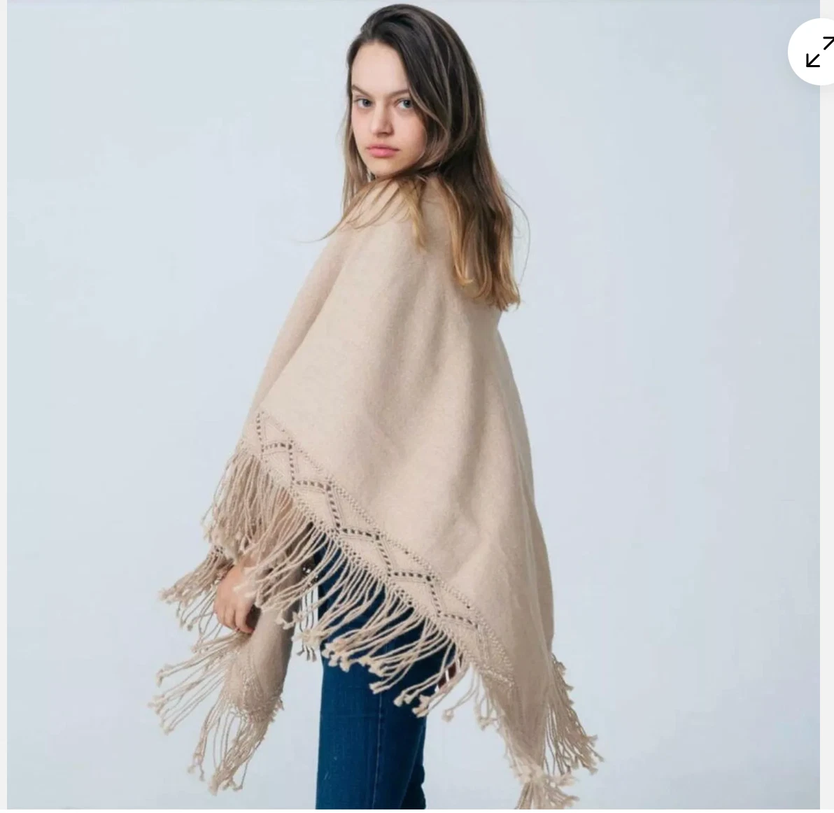 Suzani Textiles | Chocolate Brown Baby Alpaca Asymmetrical Macramé Poncho OS