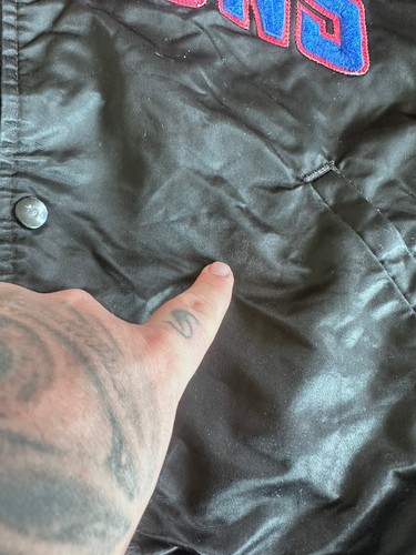 Vintage Detroit Pistons Starter Jacket Mens L Black Satin Bomber NBA Basketball - Picture 5 of 5