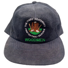 VTG WOODMAN Family Fraternity Protection Trucker Corduroy Snapback USA MADE 90s