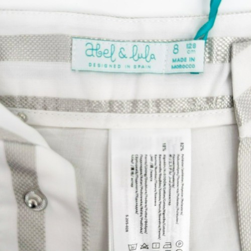 Girls Size 8/128cm Bermuda Shorts Abel & Lula Silver & White Stripe Snap Closure - Picture 6 of 9
