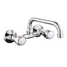 UP High Barrel Brass Kitchen Wall Faucet with Swivel Dispensing
