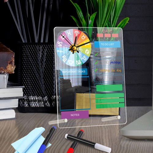 3 Sets Whiteboard Tabletop Trockener Löwebrett Acryl -Memo -Board mit Uhr ohne - Bild 12 von 12