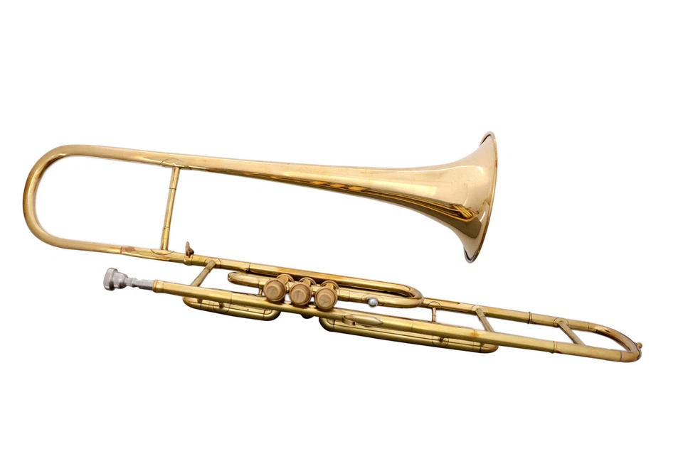 ТРОМБОНОВЫЙ КЛАПАН ИЗ ЧИСТОЙ ЛАТУНИ В ЛАТУННОМ ЛАКЕ + МУНДШТУК + ЧЕХОЛ + БЕСПЛАТНАЯ ДОСТАВКА - Изображение 2 из 4