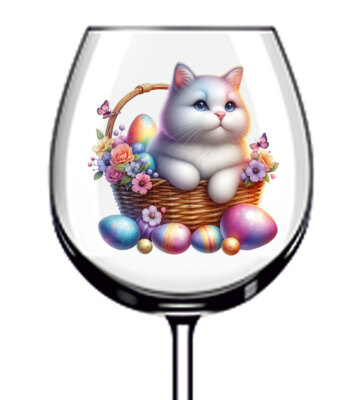 12x Ostern Katze Blume Ei Weinglas Flasche Becher Vinyl Aufkleber Abziehbilder a10030