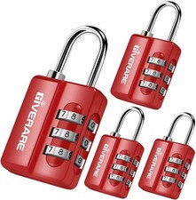 GIVERARE 4 Pack Combination Lock 3-Digit Padlock Keyless Resettable Luggage L...