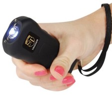 POWERFUL SQUEEZE POLICE Defense Black Stun Gun Rechargeable LED FLASHLIGHT