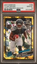 Tyjae Spears RC 2023 Donruss Optic Preview Gold Ice /10 Rated Rookie Titans