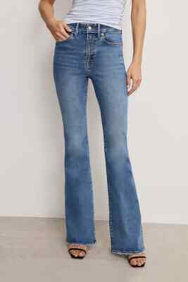 NWT Good American ALWAYS FITS GOOD LEGS FLARE JEANS Indigo316