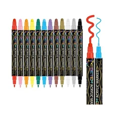 Betem 12 Colors Dual Tip Acrylic Paint Pens Markers, Premium Acrylic Paint Pe...