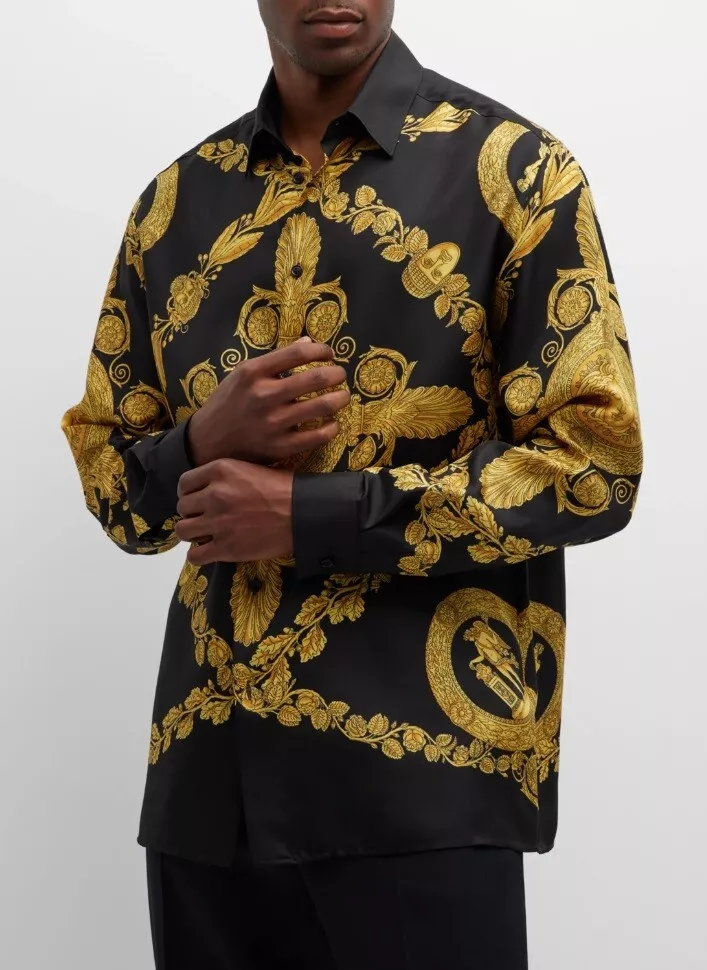 Black versace shirt mens cheap